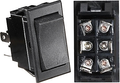 RV Designer S225 DC Rocker Switch 20 Amp - Mom On/Off/Mom On, 6 Terminal