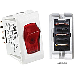 RV Designer S241 DC Rocker Switch 10 Amp - White/Red, Illuminated On/Off