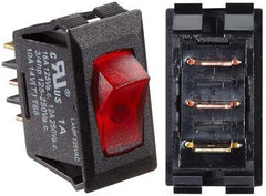 RV Designer S245 DC Rocker Switch 10 Amp - Black/Red, Illuminated On/Off