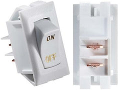 RV Designer S265 DC Rocker Switch 10 Amp - White With Gold Text, On/Off