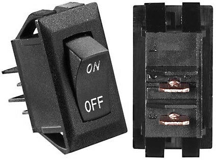 RV Designer S269 DC Rocker Switch 10 Amp - Black With Silver Text, On/Off