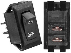 RV Designer S269 DC Rocker Switch 10 Amp - Black With Silver Text, On/Off