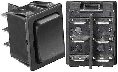 RV Designer S471 DC Rocker Switch 5 Amp - Black, Mom On/Off/Mom On DPDT