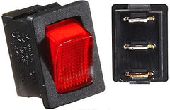 RV Designer S481 DC Rocker Switch 20 Amp - Black/Red, Illuminated On/Off