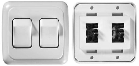 RV Designer S533 Contoured DC Wall Switch On/Off - Double, White