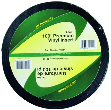 JR Products 10111 Premium Vinyl Insert - Black, 1" x 100'