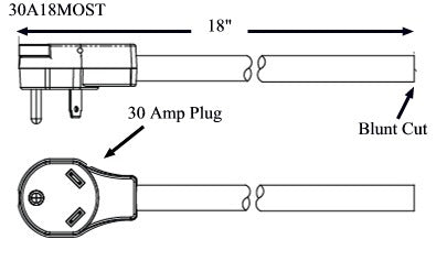 Southwire 30A18MOST Surge Guard RV Power Supply Cord - 30A Male, 18" 10/3 Cord, 120V
