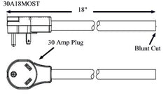 Southwire 30A18MOST Surge Guard RV Power Supply Cord - 30A Male, 18" 10/3 Cord, 120V