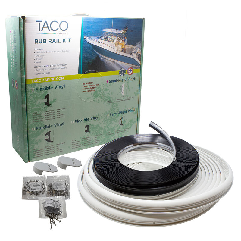 TACO Marine V11-9811WCM70-2 Rigid Vinyl Rub Rail Kit - 1-5/8" x 3/4" x 70', Frosty White
