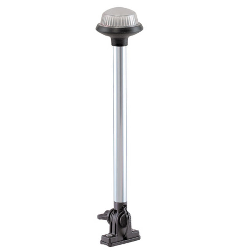Perko 1637DP0CHR Vertical-Mount Fold Down White All-Round Pole Light - 14-1/8" Height, Black Polymer Base and Top