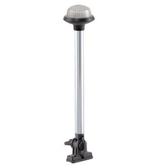 Perko 1637DP0CHR Vertical-Mount Fold Down White All-Round Pole Light - 14-1/8" Height, Black Polymer Base and Top