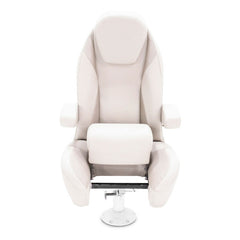 Lippert Components 433097 Pontoon High Back Recliner Helm Seat with Flip-Up Booster 23 in. W x 26 in. H x 35.5 in. D - Champagne