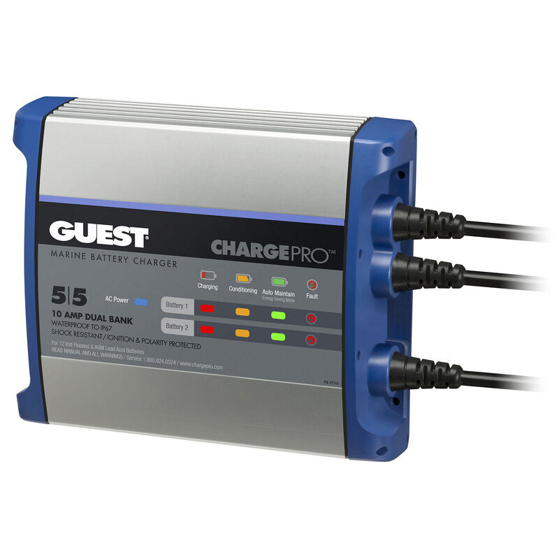Guest 2711A ChargePro On-Board Battery Charger - 10A/12V, 2 Bank, 120V Input