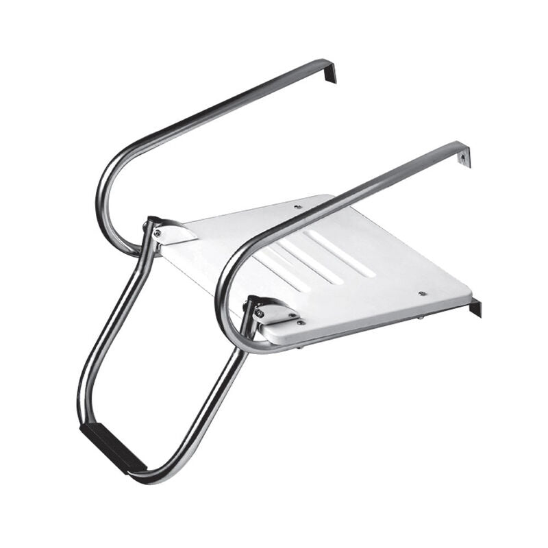 Whitecap 67903 Poly Swim Platform for Boats with Outboards - Double Rail with Step, White