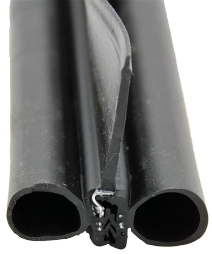 AP Products 018-478 Black Double Bulb Seal with Slide-On Clip and 1-1/2" Wiper - 2" x 2-1/4" x 28'