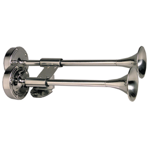 Schmitt Marine Deluxe All-Stainless Shorty Dual Trumpet Horn - 12V 10012