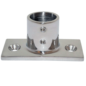 Whitecap 7/8" O.D. 90° 2-Hole Rectangle Base SS Rail Fitting 6194