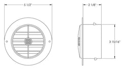 Valterra A10-3350VP Rotating/Dampered Heating and A/C Register - 4" ID x 5-3/8" OD, White