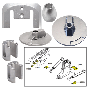 Tecnoseal Anode Kit w/Hardware - Mercury Bravo 3 2004-Present - Zinc 20805