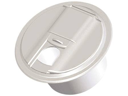 RV Designer B103 Round Universal Cable Hatch - Colonial White, 5" x 3"