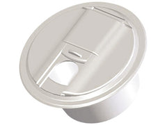 RV Designer B103 Round Universal Cable Hatch - Colonial White, 5" x 3"