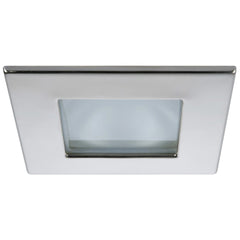 Quick Marina XP Downlight LED - 4W, IP66, Screw Mounted - Square Stainless Bezel, Square Warm White Light