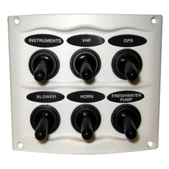 Marinco Waterproof Panel - 6 Switches - White