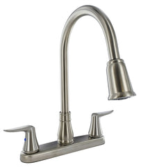 PF221404 Faucet 8" Deck Brushed Nickel Hi-Arc Spout Pull-Down 2-Handle