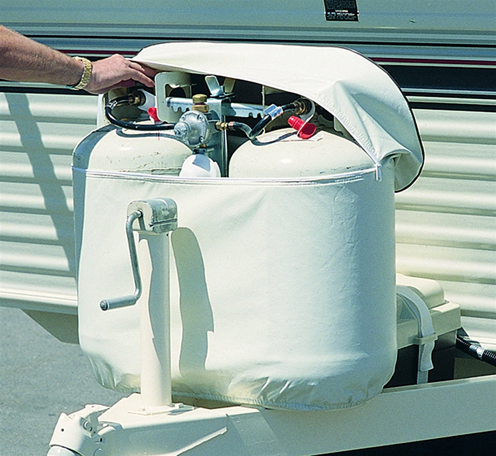 ADCO 2112 White Vinyl Propane Tank Cover- Double Tank, 20 lb./5 Gallon