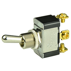 BEP SPDT Chrome Plated Toggle Switch - ON/OFF/(ON) 1002015