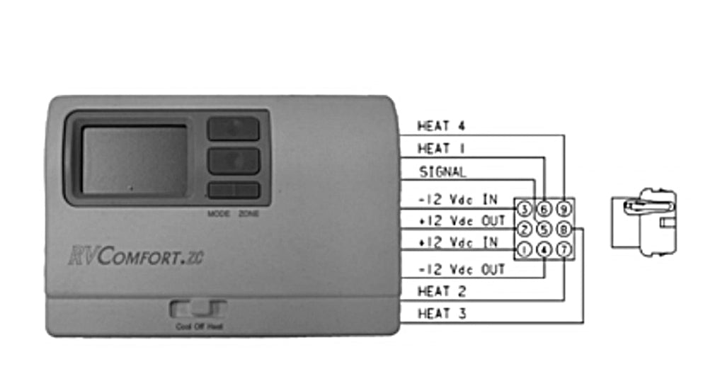 Coleman-Mach 8330D3351 Wall Mount Digital Thermostat - 12 VDC, Single Stage, White