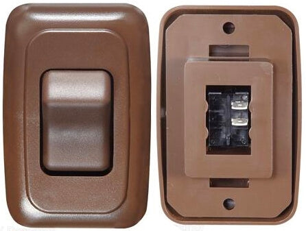 RV Designer S631 Contoured DC Wall Switch On/Off - Single, Brown