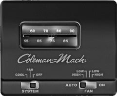 Coleman-Mach 7330-3861 Analog Thermostat, Wall Mount, 12V DC - Cool Only, Black