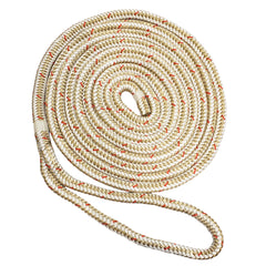 New England Ropes 1/2" Double Braid Dock Line - White/Gold w/Tracer - 25&#39;