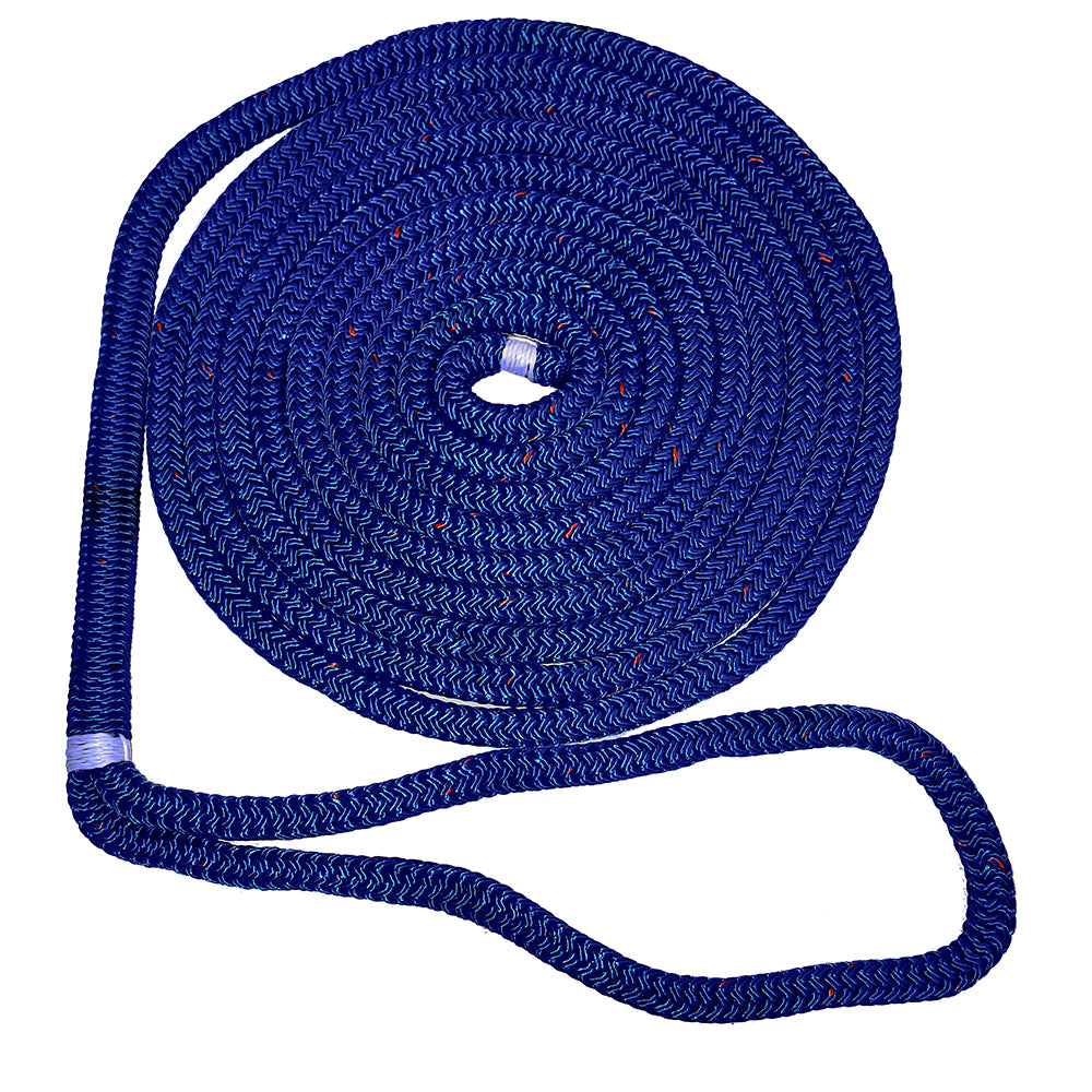 New England Ropes 1/2" Double Braid Dock Line - Blue w/Tracer - 15&#39;
