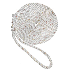 New England Ropes 1/2" Premium 3-Strand Dock Line - White w/Tracer - 15&#39;