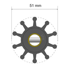Albin Pump Premium Impeller Kit - 51 x 12.7 x 22mm - 10 Blade - Pin Insert