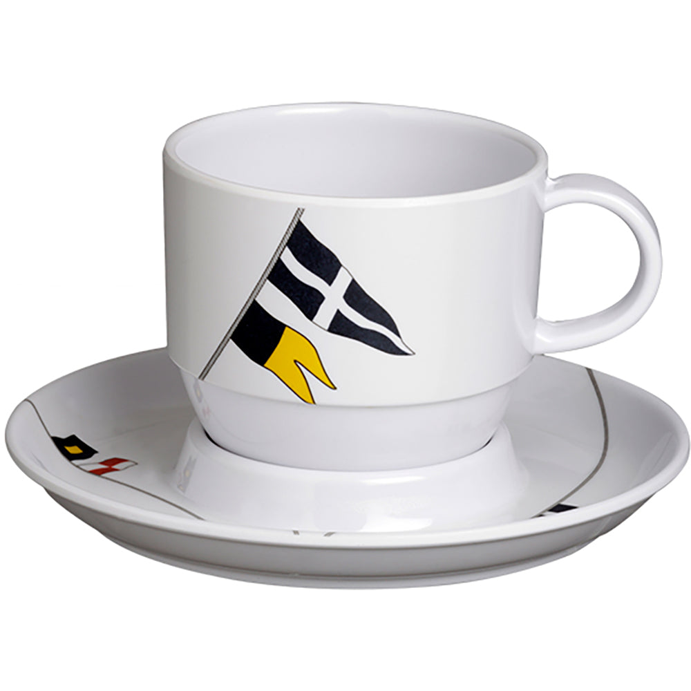 Marine Business Melamine Tea Cup &amp; Plate Breakfast Set - REGATA - Set of 6