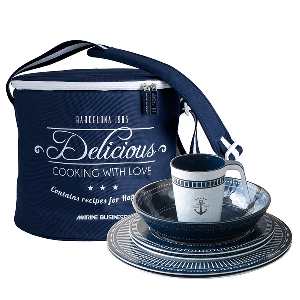 Marine Business 14147 Sailor Soul Tableware Set and Basket - 17-Piece