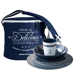 Marine Business 14147 Sailor Soul Tableware Set and Basket - 17-Piece