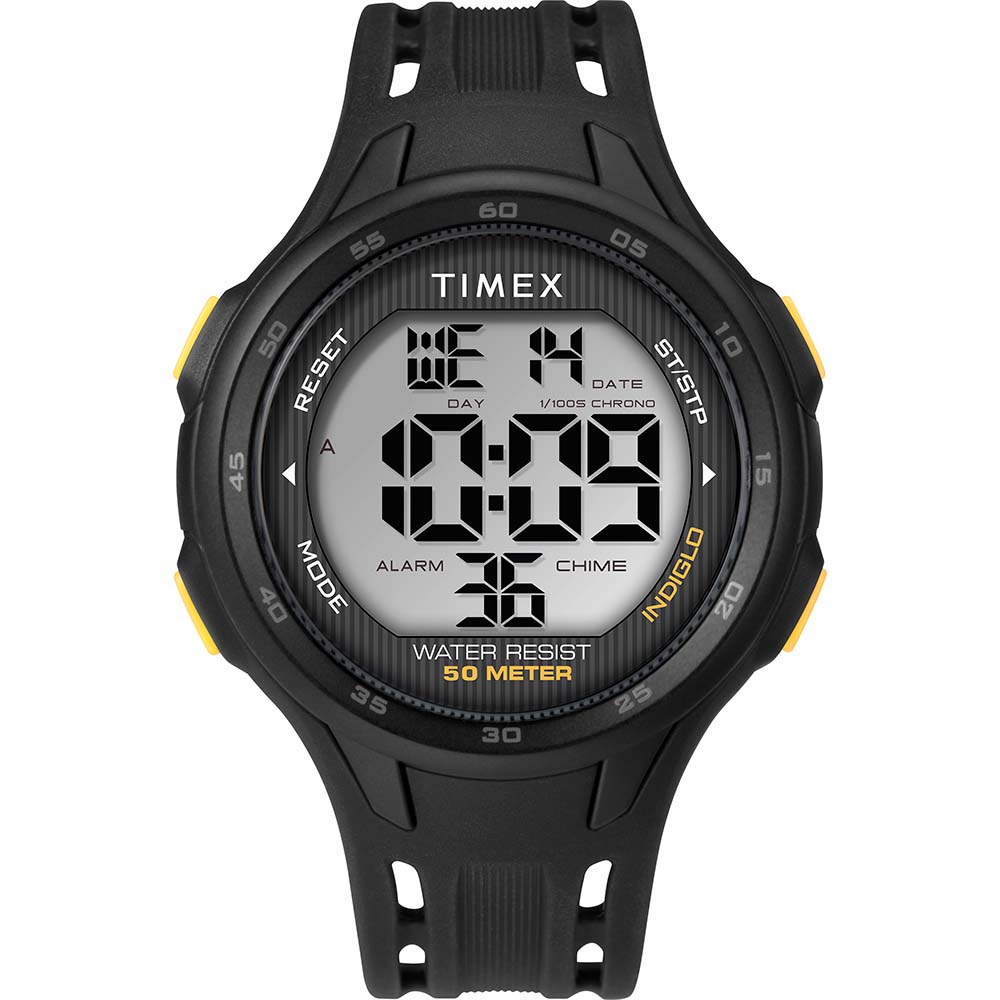 Timex DGTL 45mm Men&#39;s Watch - Black/Yellow Case - Black Strap