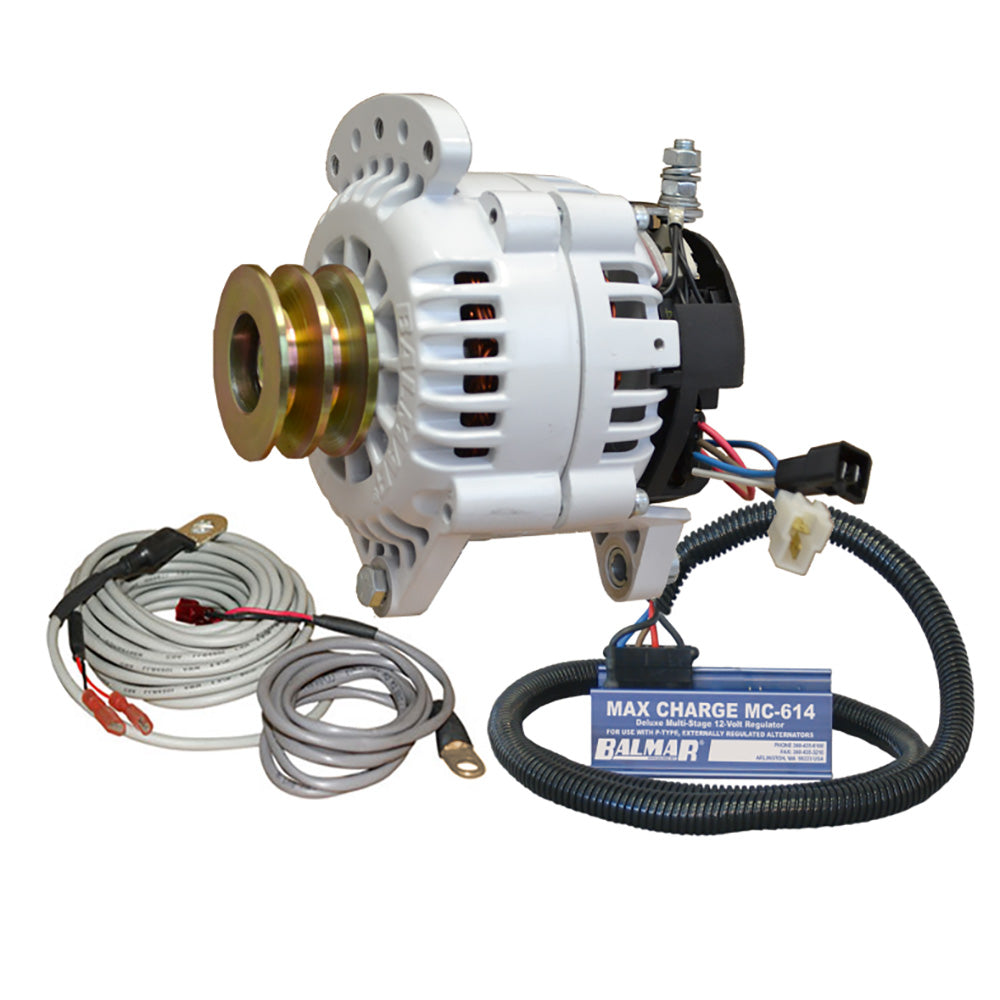 Balmar Alternator 120 AMP Kit 12V 3.15" Dual Foot Saddle Dual Vee Pulley Regulator &amp; Temp Sensor