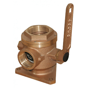 GROCO 4" Bronze Flanged Seacock & Adaptor w/3" NPT Side Port SBV-4000-P