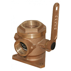 GROCO 4" Bronze Flanged Seacock & Adaptor w/3" NPT Side Port SBV-4000-P