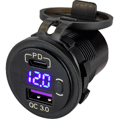 Sea-Dog 426518-1 Round USB/USC Socket with Hidden Volt Meter