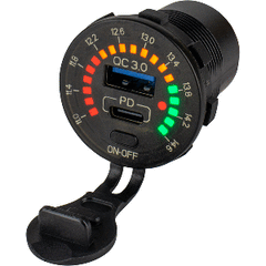 Sea-Dog 426519-1 Round Rainbow Voltmeter with Dual USB Charging Ports