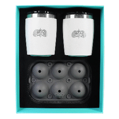 Toadfish Non-Tipping 10oz White Rocks Tumblers w/Ice Ball Tray - 2 Tumblers 1119