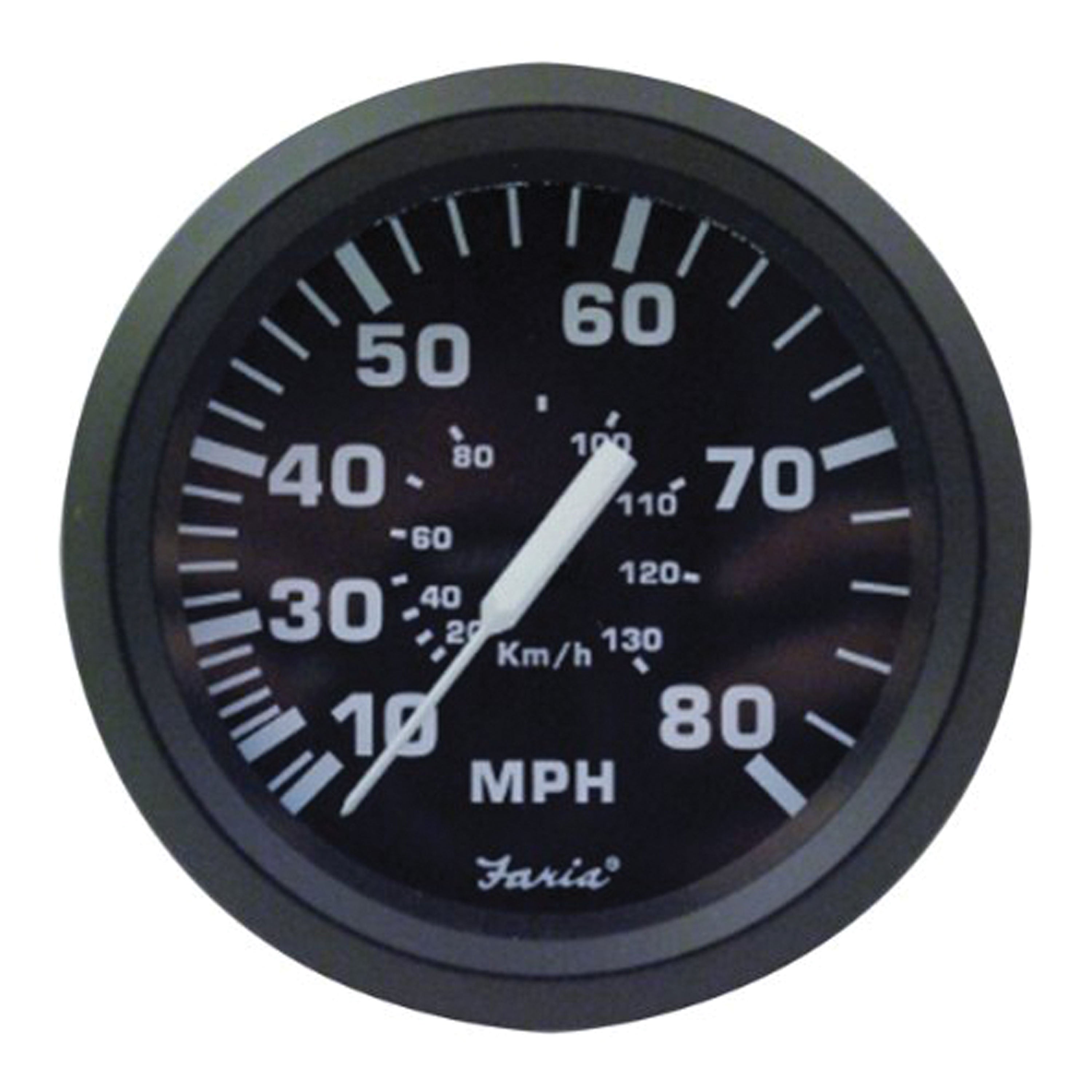 Faria 32812 Euro Speedometer (80 MPH) - 4", Black