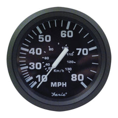 Faria 32812 Euro Speedometer (80 MPH) - 4", Black