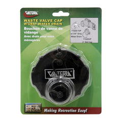 Valterra T1020-1VP Waste Valve Cap - 3" with Capped 3/4" GHT, Black, Carded